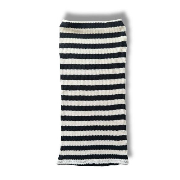 Zara Striped Knit Midi Skirt Black & White Women's Size Small - Picture 1 of 6